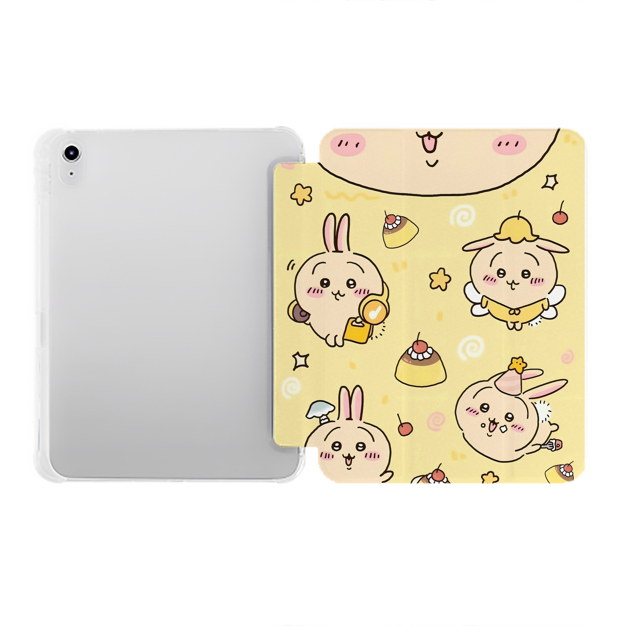 （画像用） ちいかわ Chii-kawa IPad ケース ペン収納付き 三つ折りスタンド PUレザー×シリコン 対応機種9.5/10.5/10.9インチ